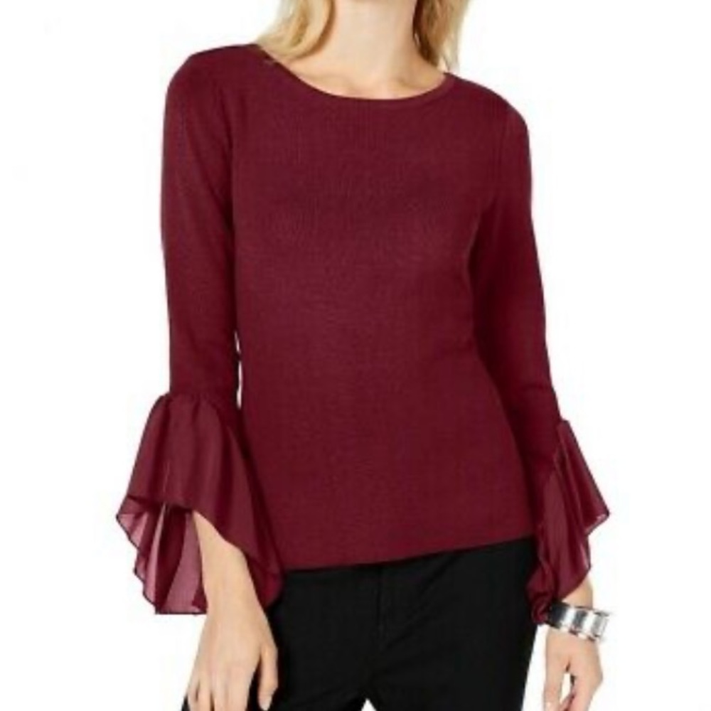 Forever 21 burgundy glitter mesh top